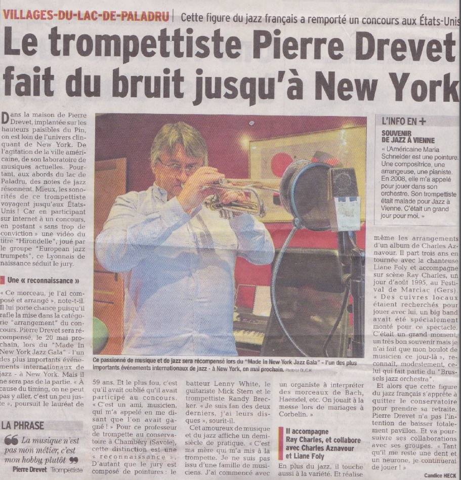 Pierre Drevet - Hirondelle - European Jazz Trumpets - Dauphiné Libéré 2017
