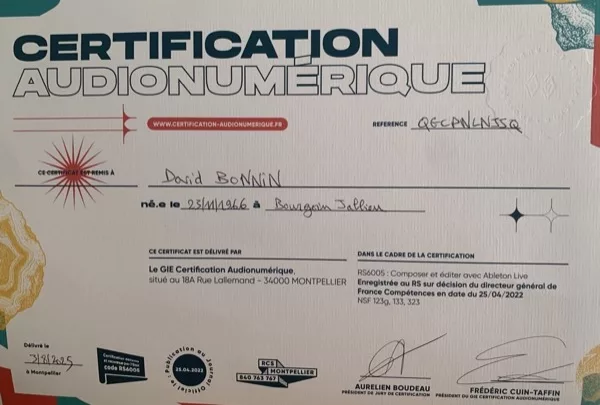 2025-08-03 Certification audio numérique - composer et éditer avec Ableton live - Stage Fastlane